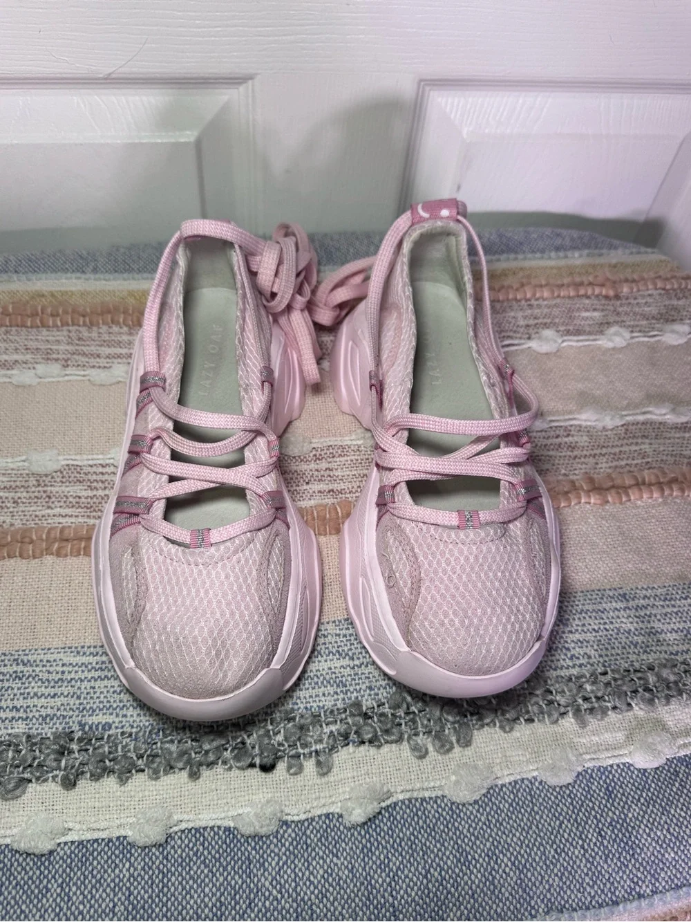Lazy Oaf  Pink Lace Up Ballet Sneaker.